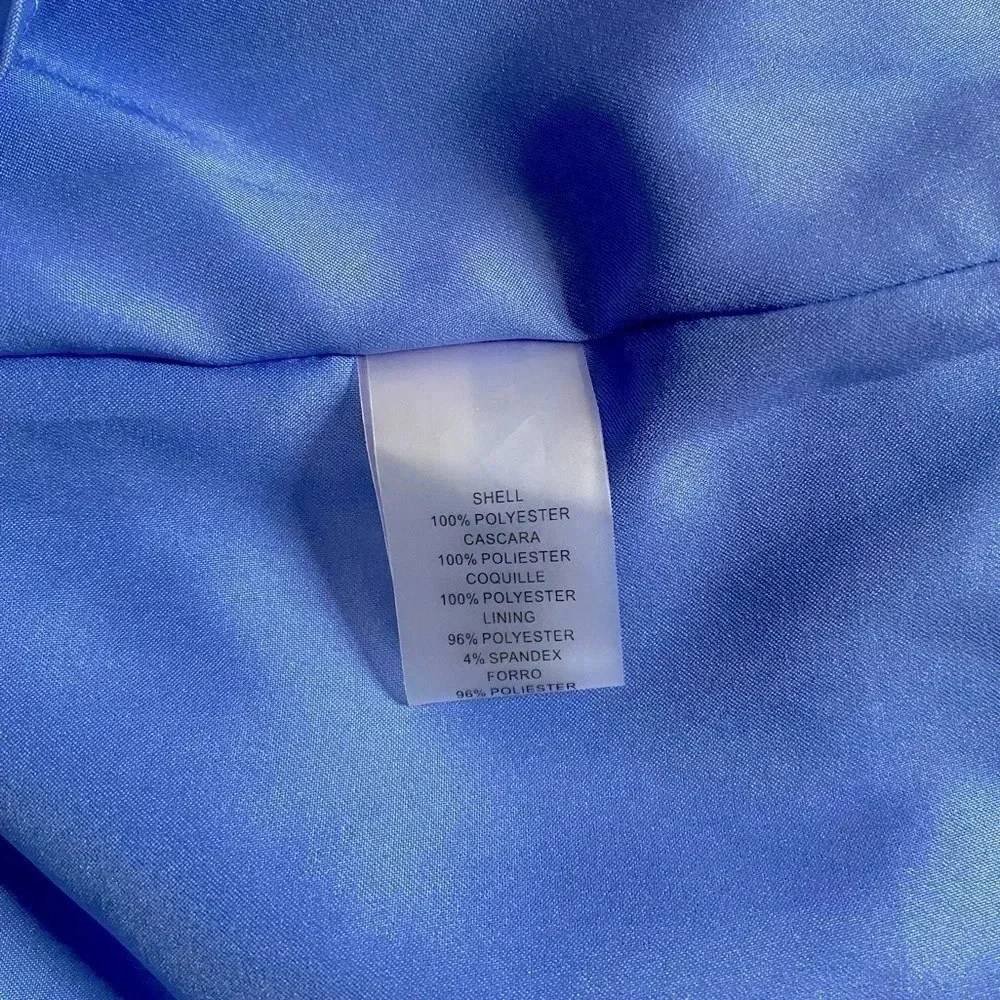 VINCE CAMUTO |Women's Sky Blue Sheer Asymmetric Ruffle Shift Mini Dress Size 2 - Picture 11 of 11